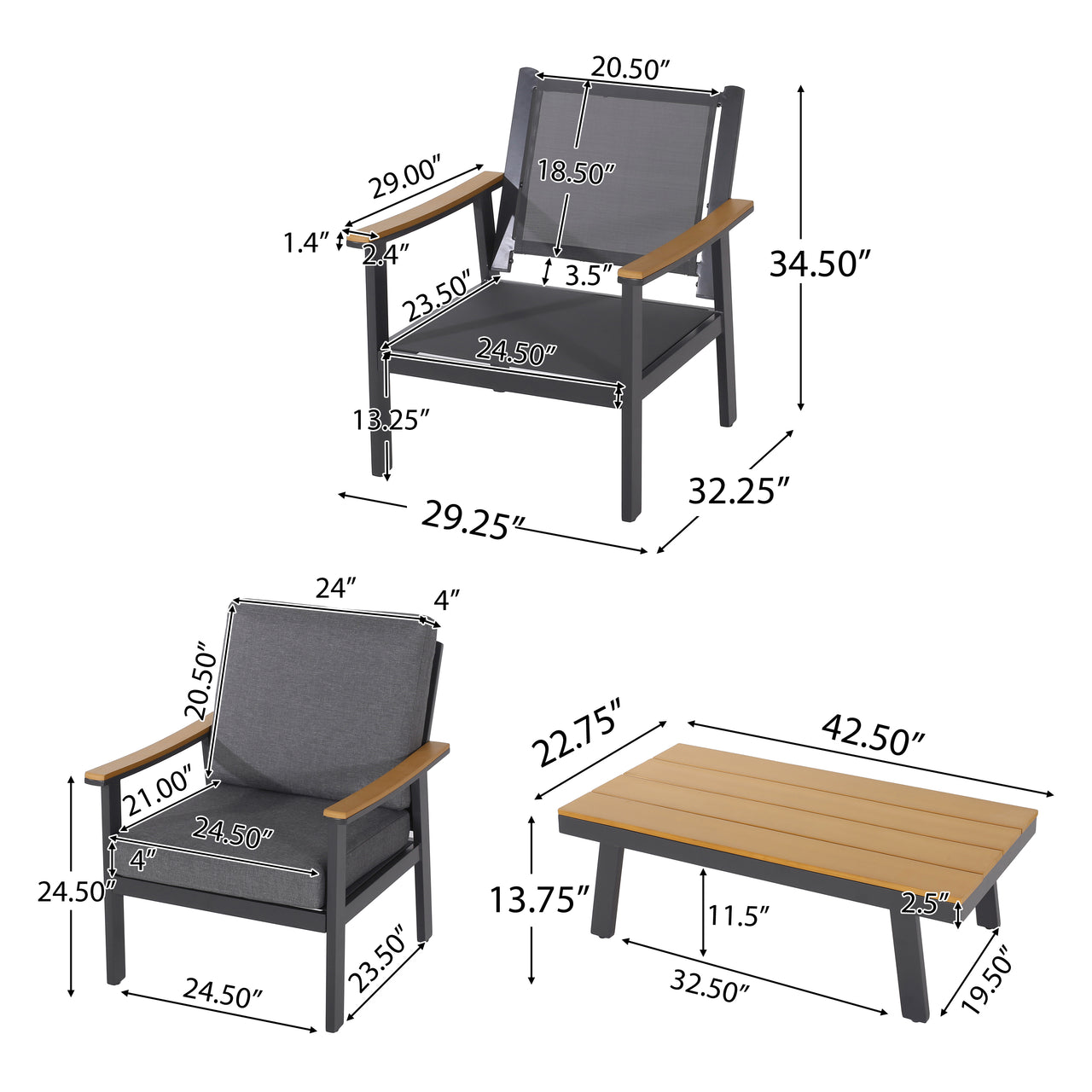 MYLORVA 53" Outdoor Chair Set