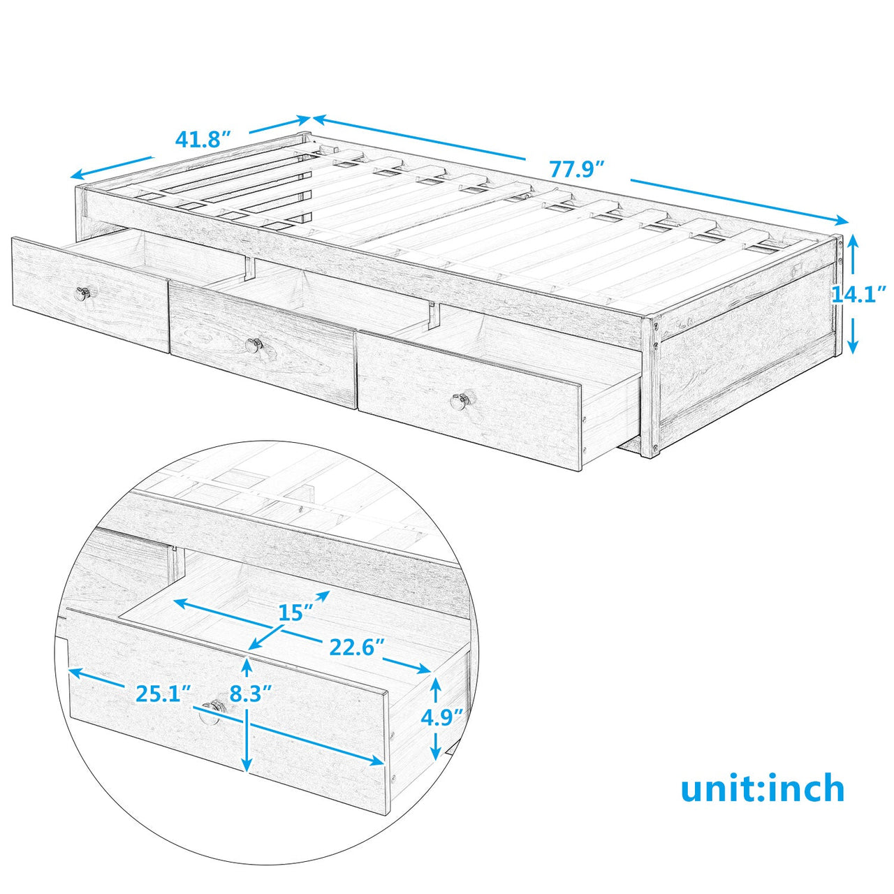 TALVEX 78" Wood Bed