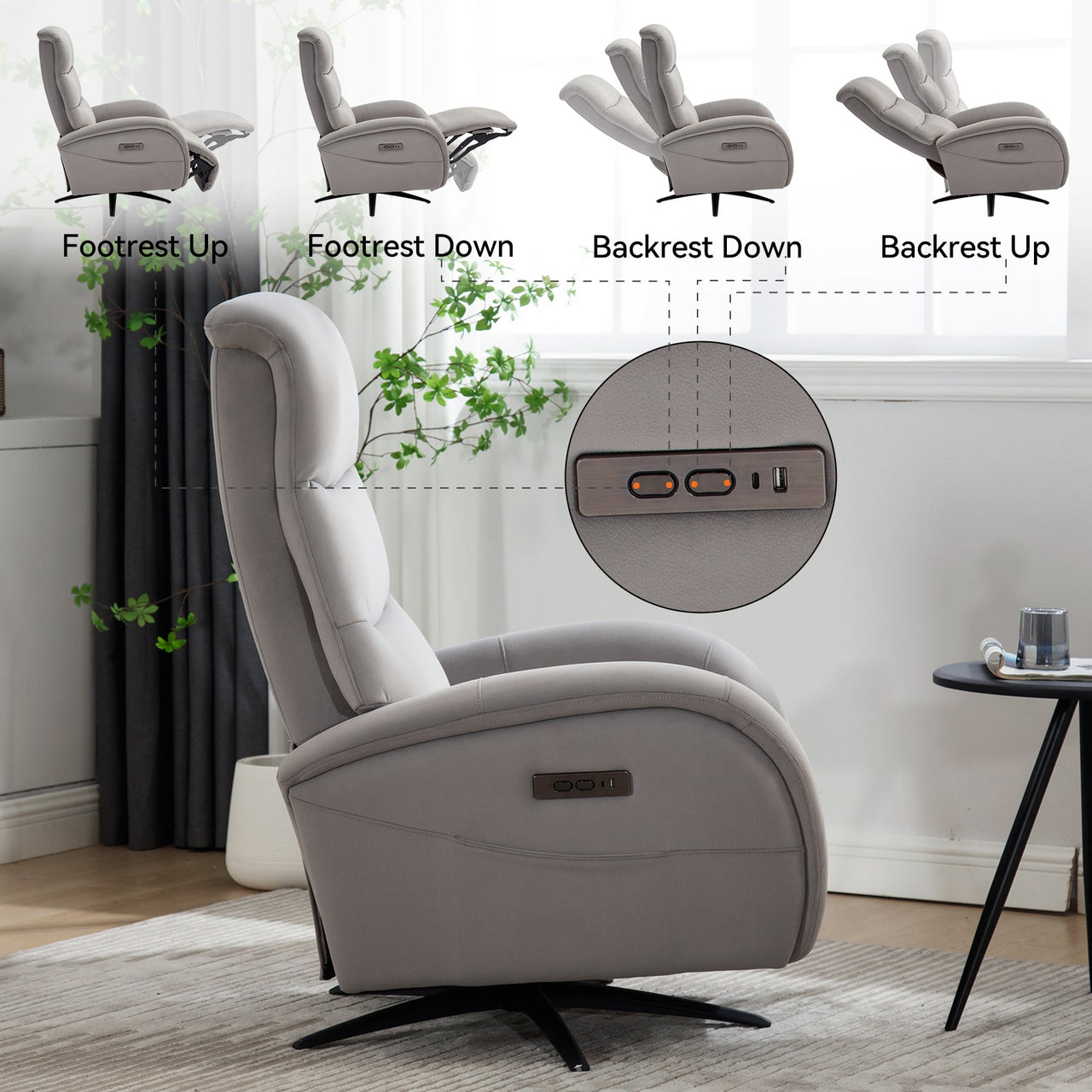 QORVANIX 32" Swivel Recliner Chair