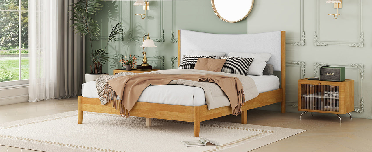 SOLSTICE Solid Wooden Bed - Teddy Velvet