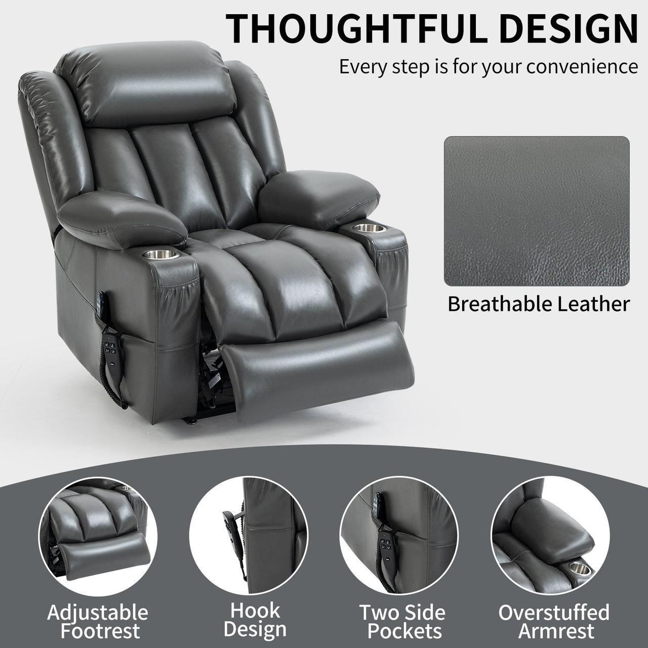 COZYLift 39" Recliner with Heat Massage - 7717