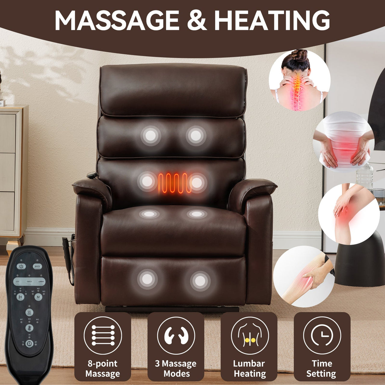 COZYLift 35" Recliner with Heat Massage - 7880