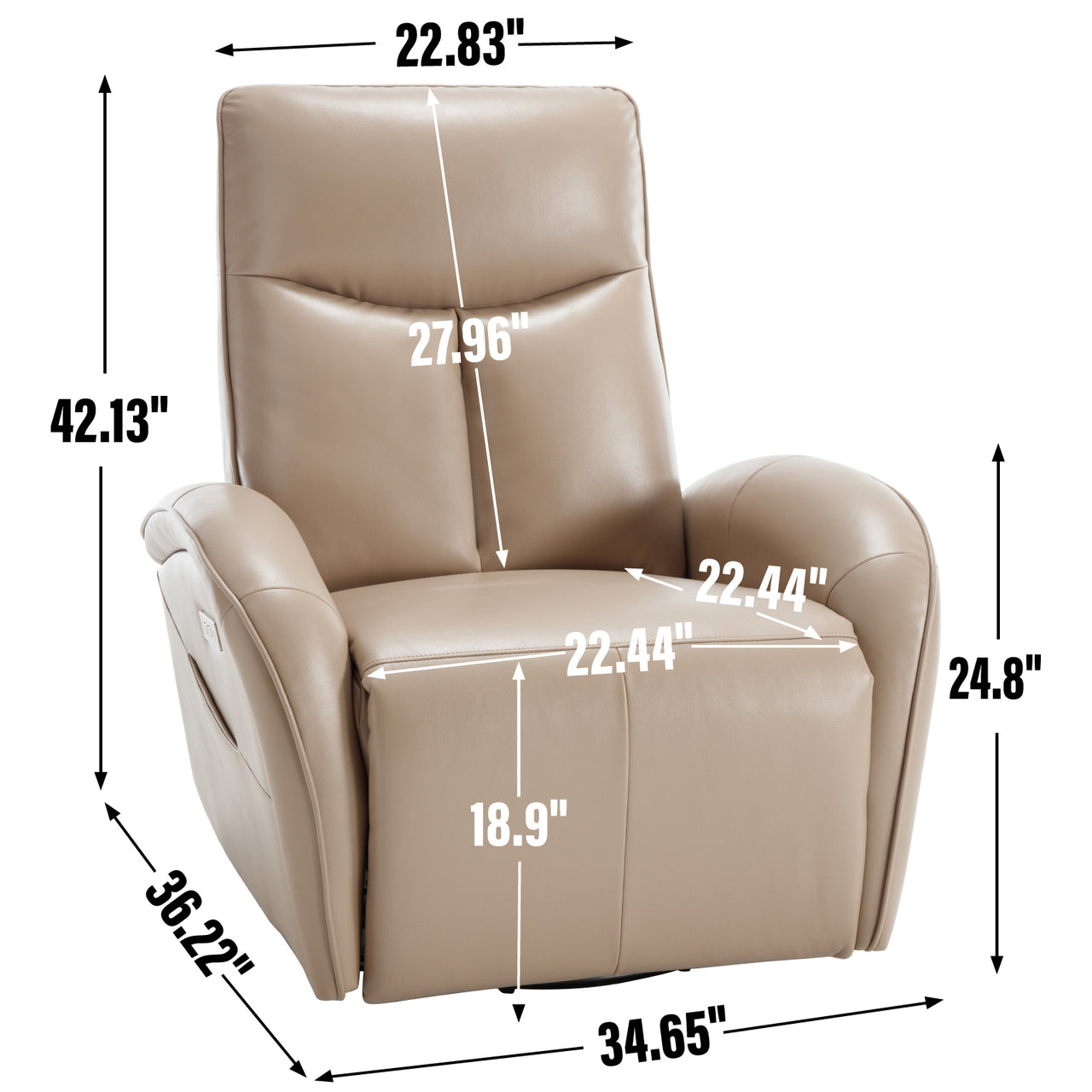 JORVEXIS 37" Swivel Rocking Recliner Chair