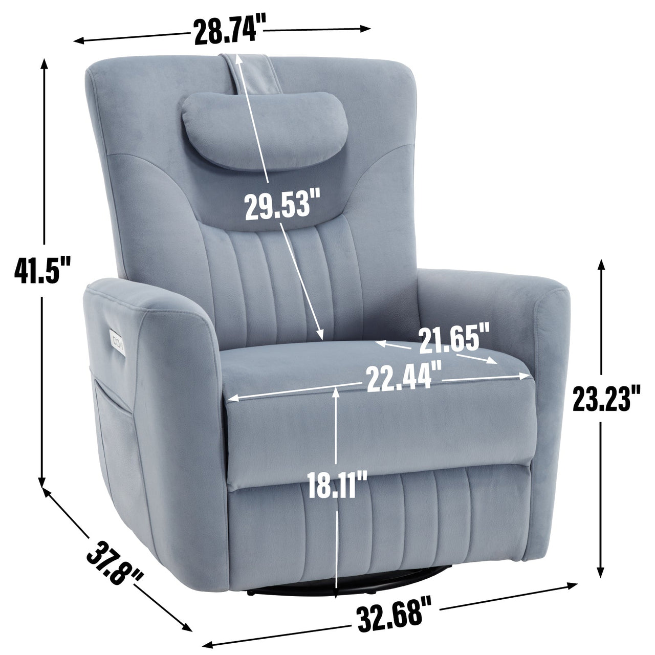 LYTREVON 33" Swivel Rocking Recliner Chair