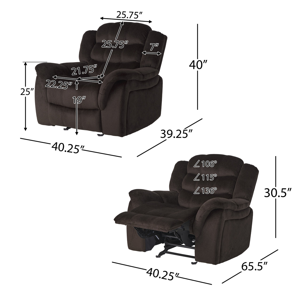 BRAVORA 40" Recliner Chair