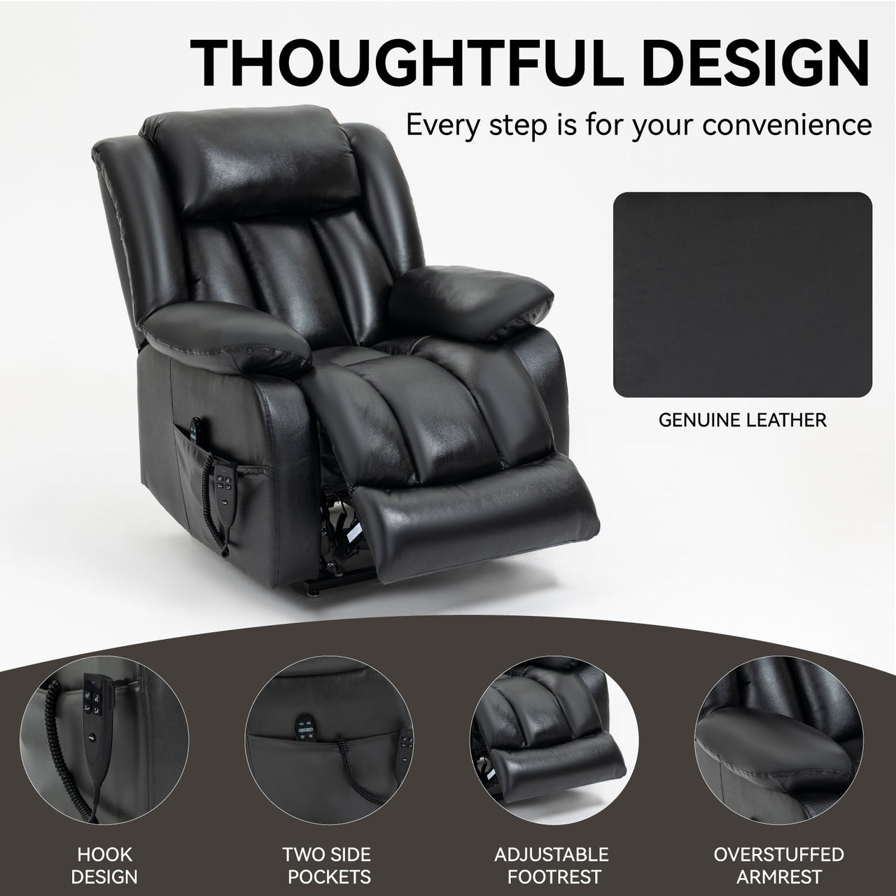 COZYLift 36" Recliner with Heat Massage - 5516