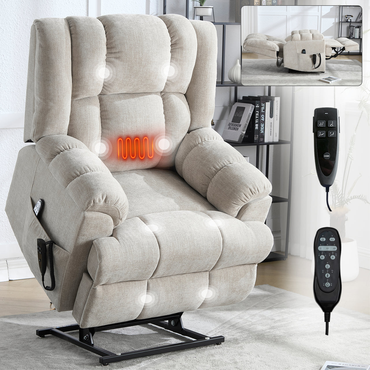 COZYLift 38" Recliner with Heat Massage - 8500 XL