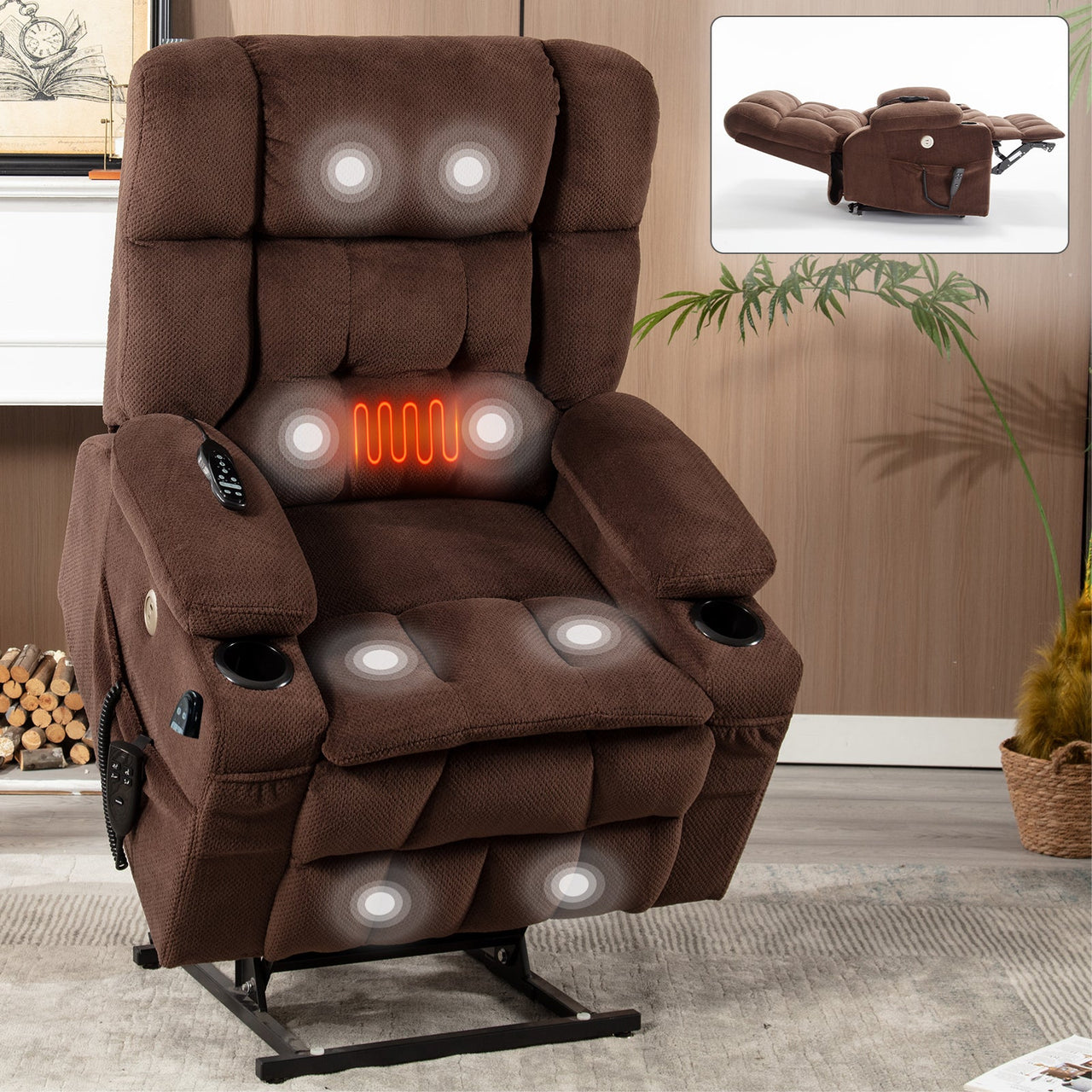 COZYLift 37" Recliner with Heat Massage - 8013