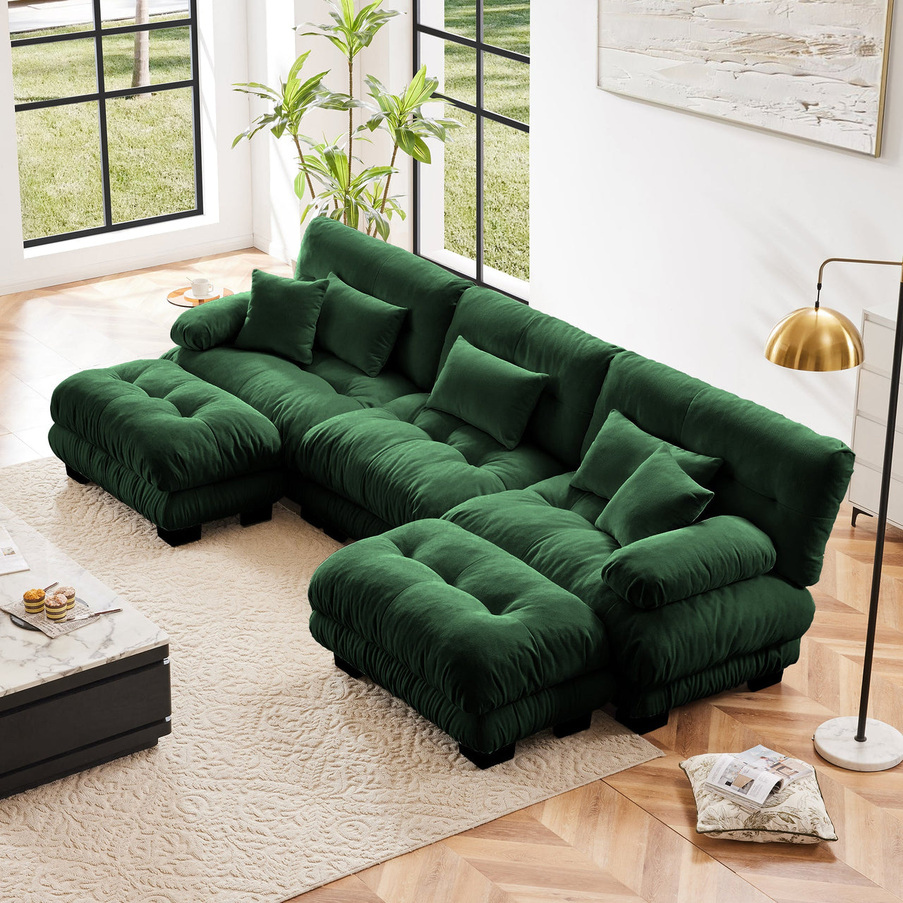 KIT 134" Sofa With  2 Ottomans