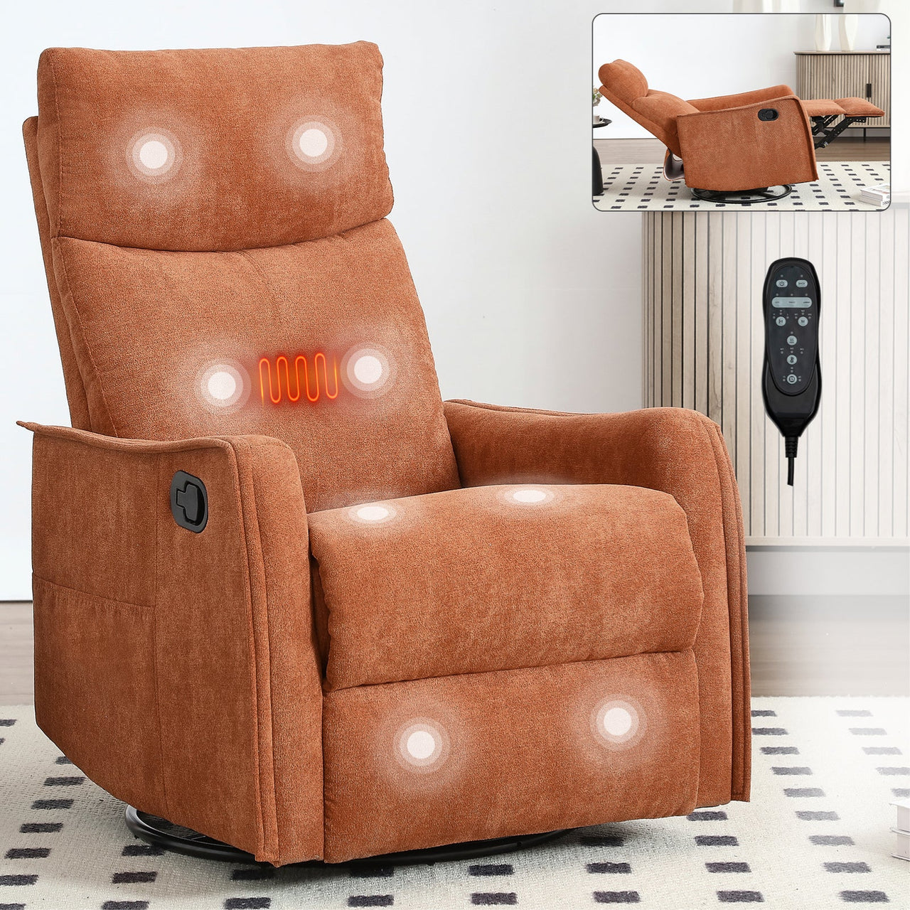 DRENVORIX 27" Recliner with Heat Massage