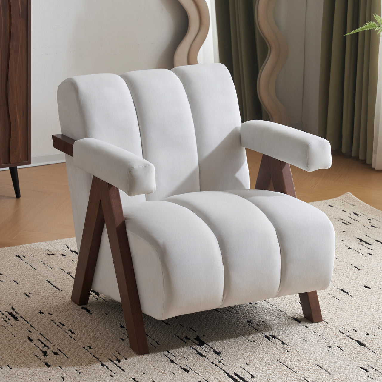 CALYPSO Modern Chair - Ivory Velvet