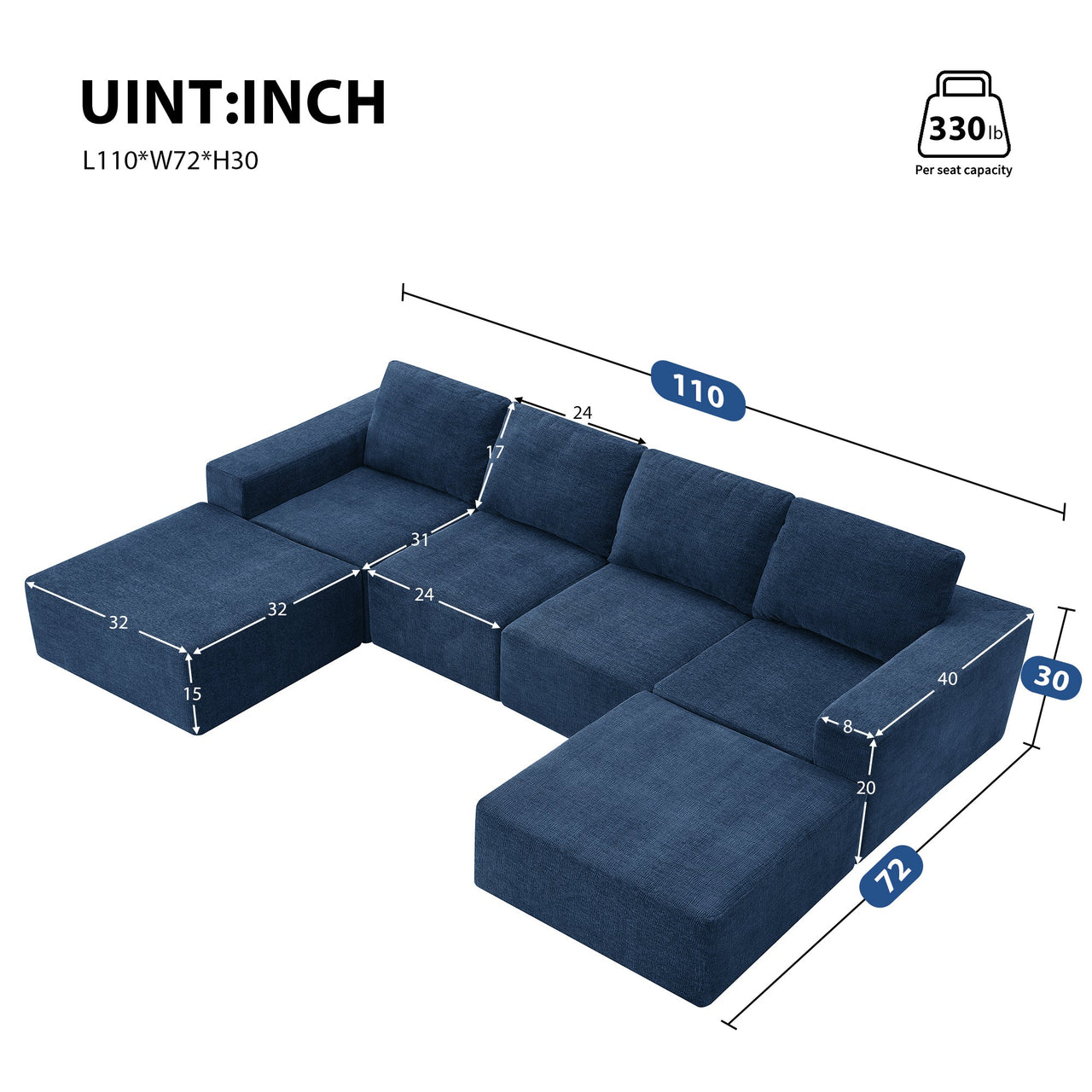 MAVYON 110" Sectional Sofa