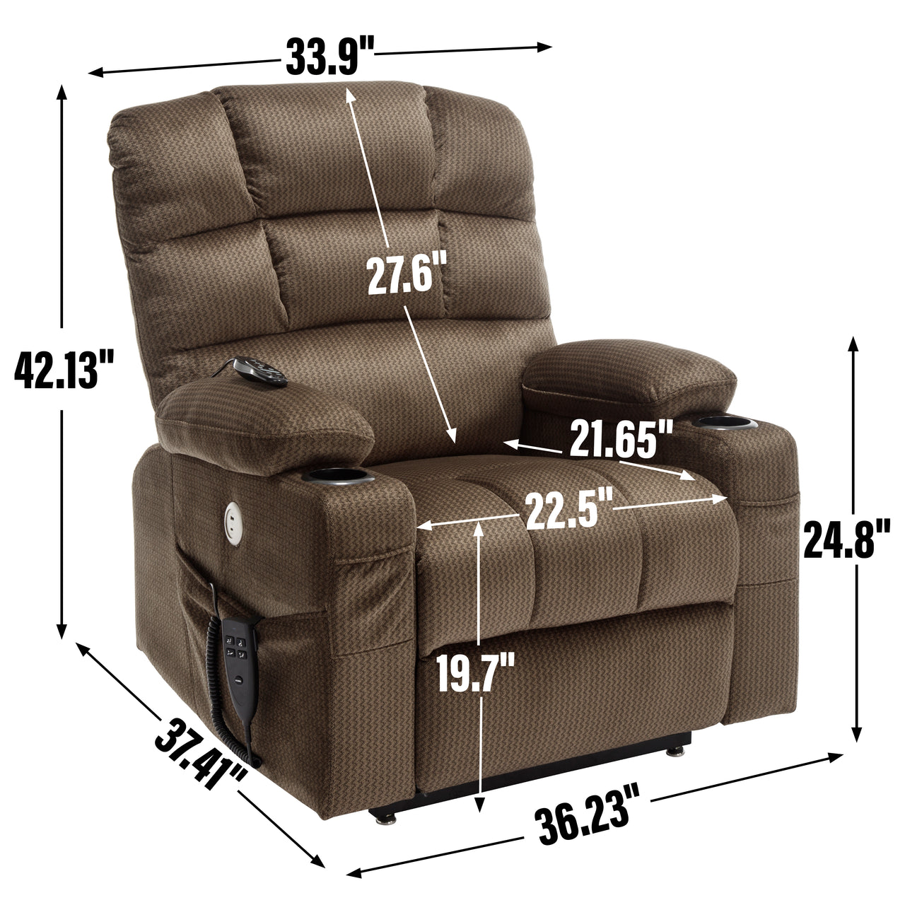 COZYLift 37" Recliner with Heat Massage - 6602 L