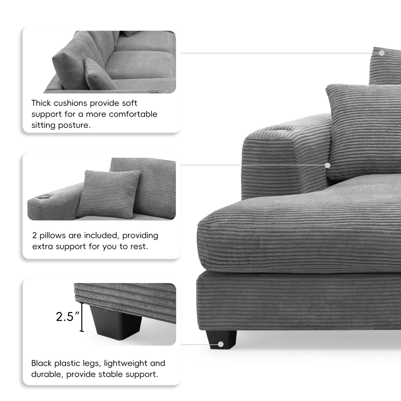 LYORAN 134" Sectional Sofa