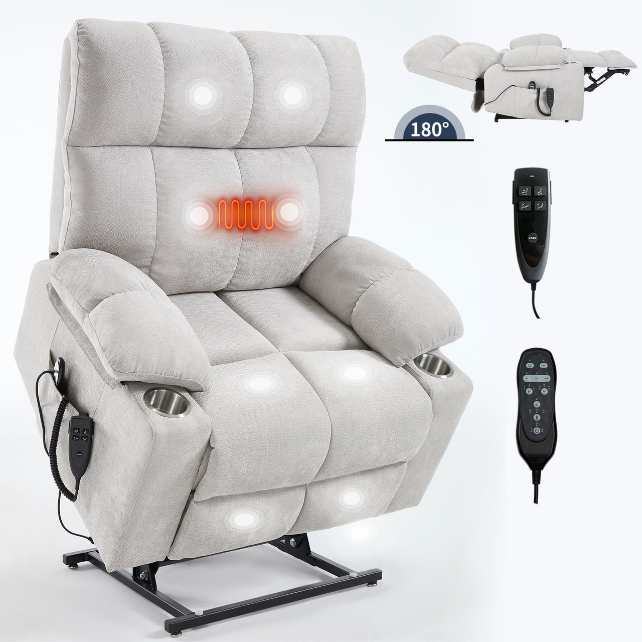 COZYLift 40" Recliner with Heat Massage - 8006