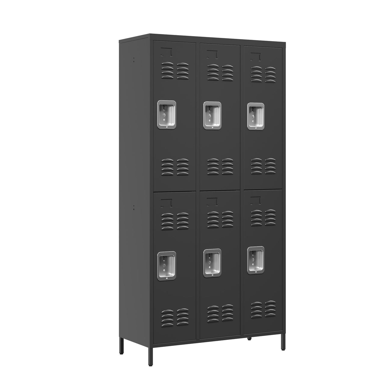 Versatile 6 Door 72'H Metal Lockers with Lock for Secure Storage in Black