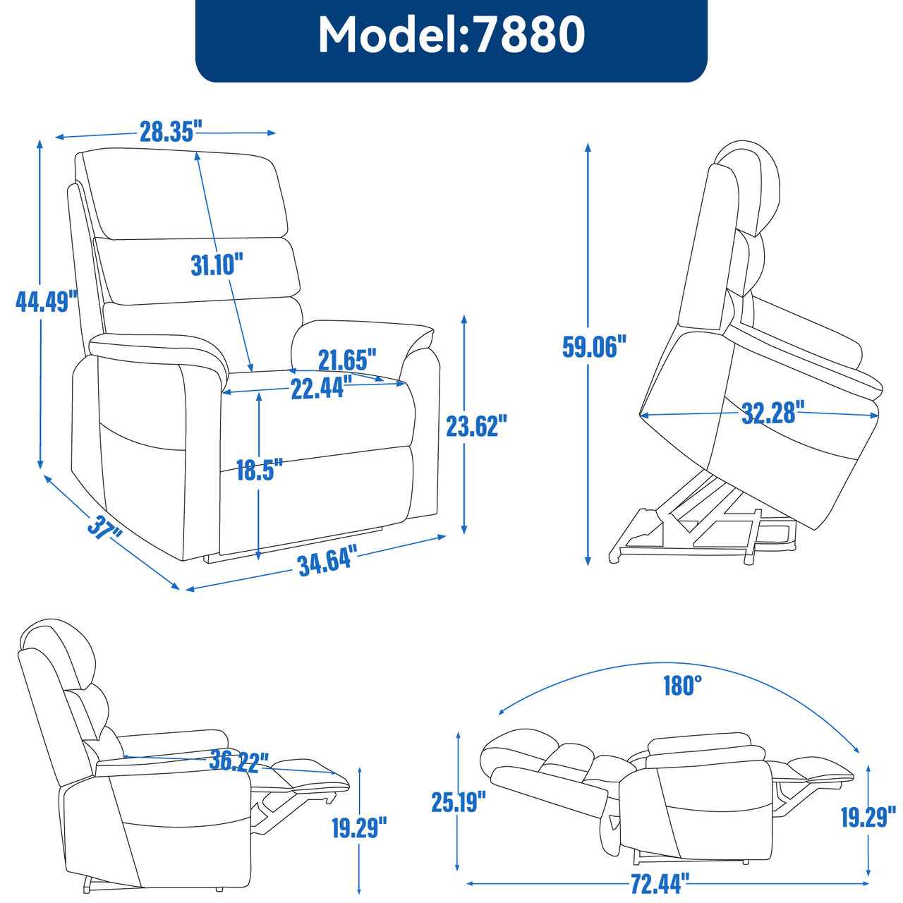 COZYLift 35" Recliner with Heat Massage - 7880