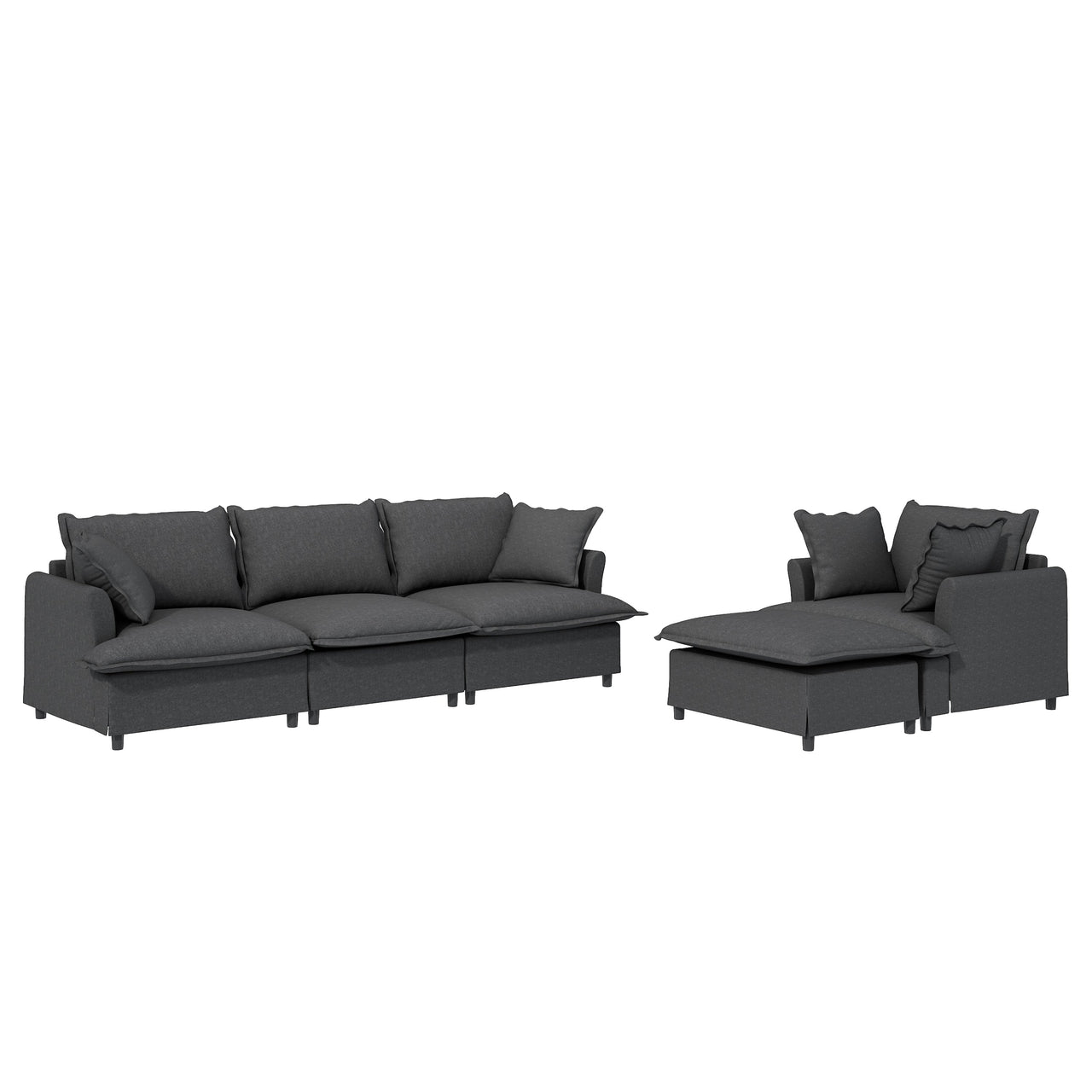 XEVION 94" Sectional Sofa 4-Seats & 1-Ottoman