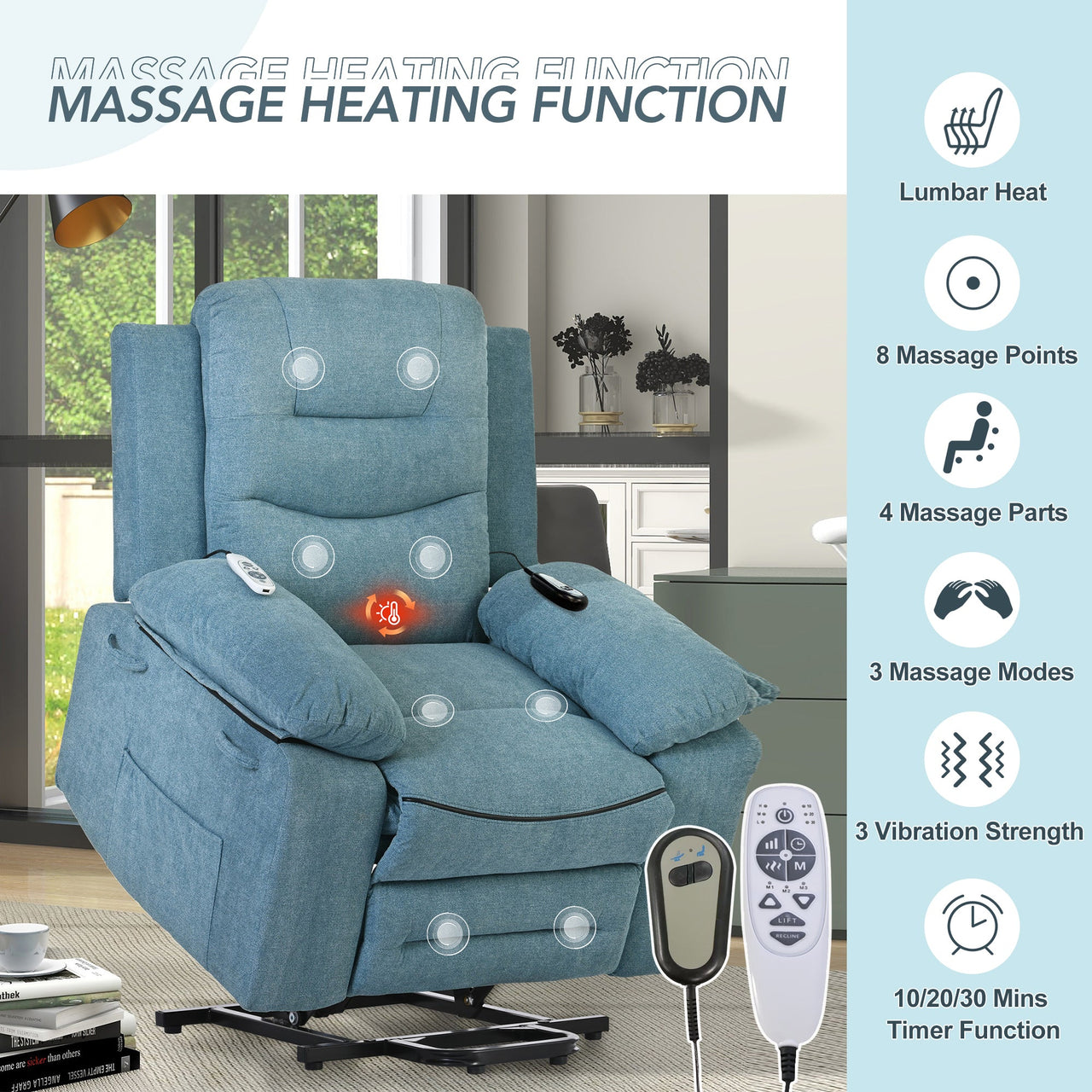 BRYVEX 38" Recliner Chair with Heat Massage