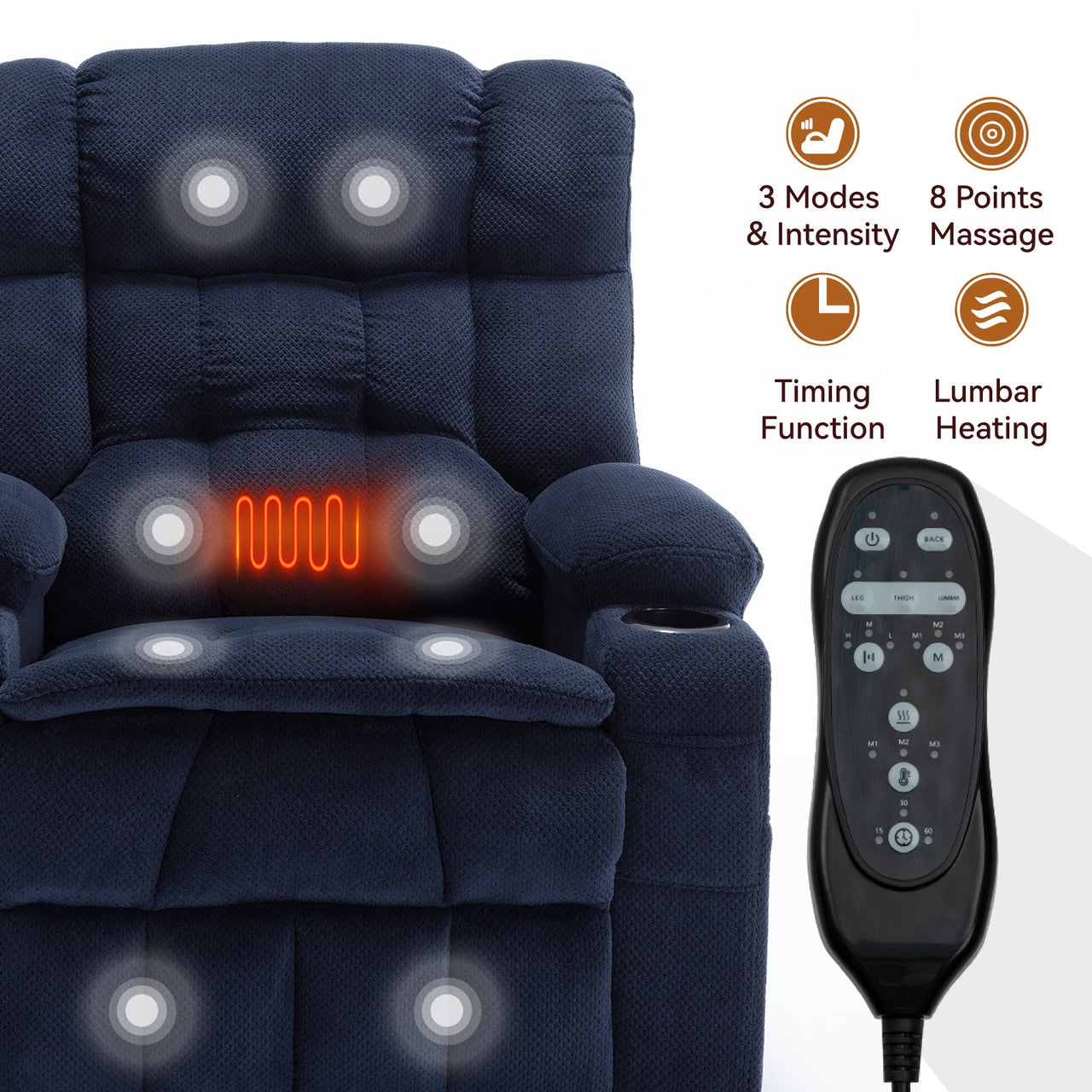 COZYLift 37" Recliner with Heat Massage - 8013