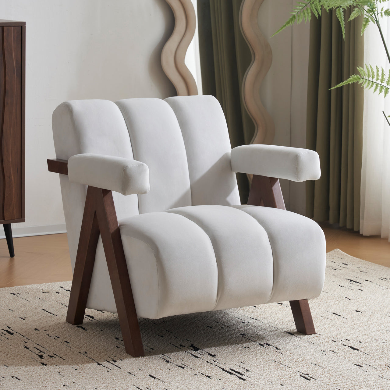 CALYPSO Modern Chair - Ivory Velvet