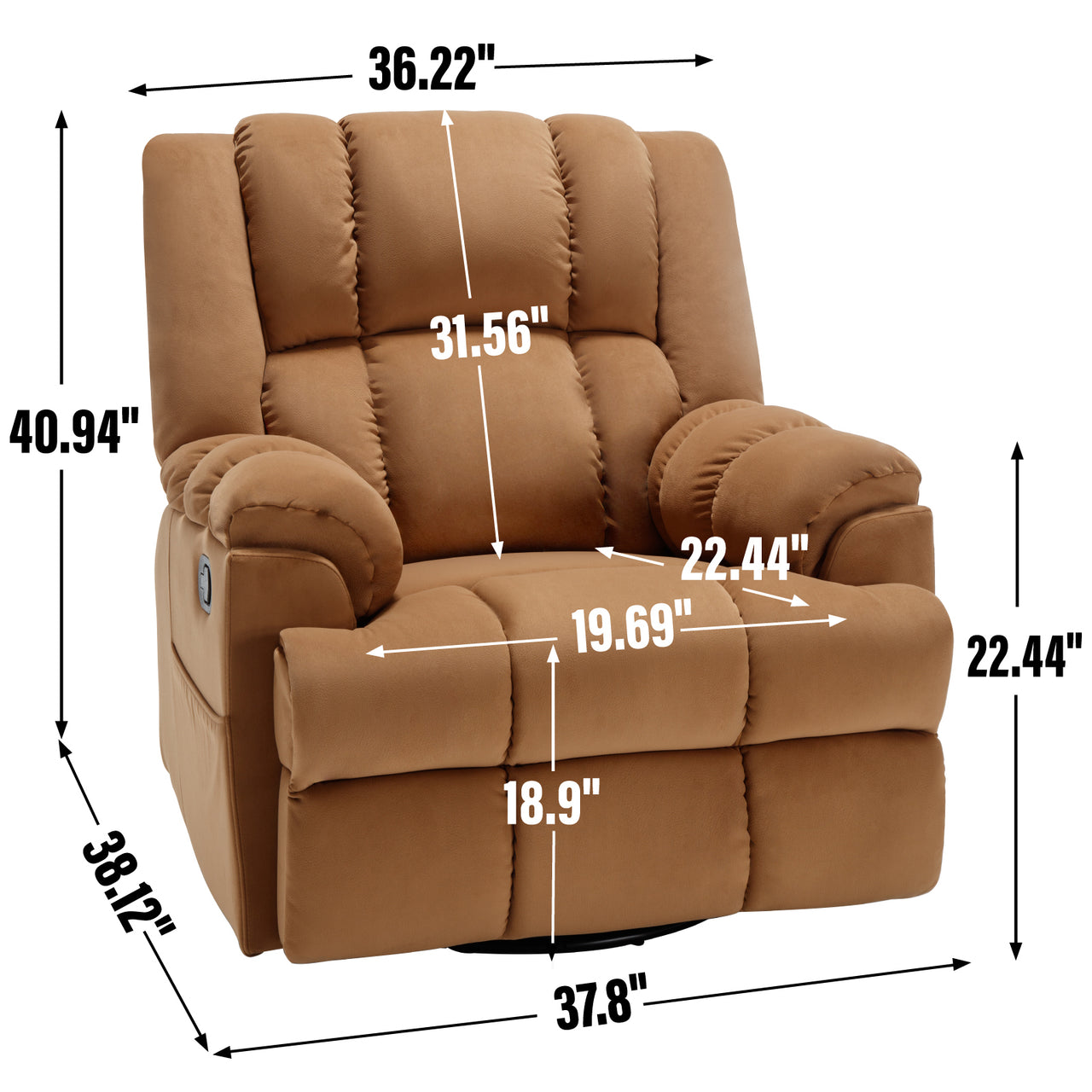 ZENQUORA 38" Swivel Rocking Recliner Chair