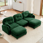 Nuvia Sofa Ama Modular Sectional U Shaped Couch With Ottoman,Premium Chenille Fabric,With 2 Throw Pillows,High-Density Foam Tufted Cushion Backrest Design,Easy Install,Fits Bedrooms,Reading Nooks,Green
