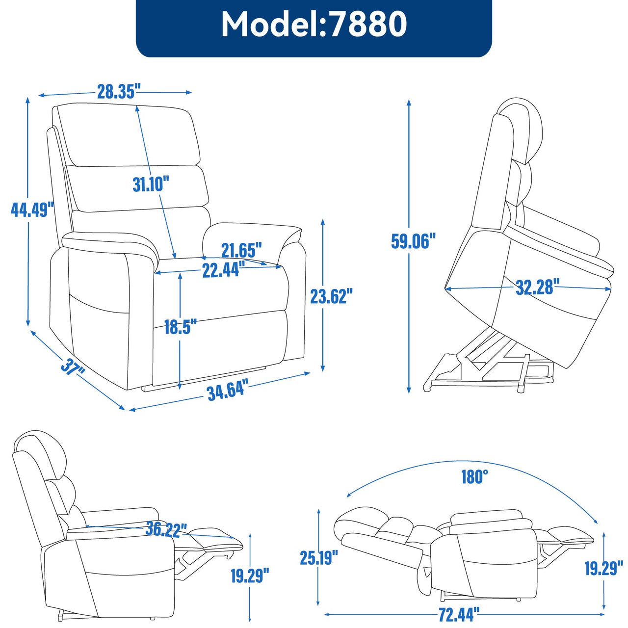 COZYLift 35" Recliner with Heat Massage - 7880