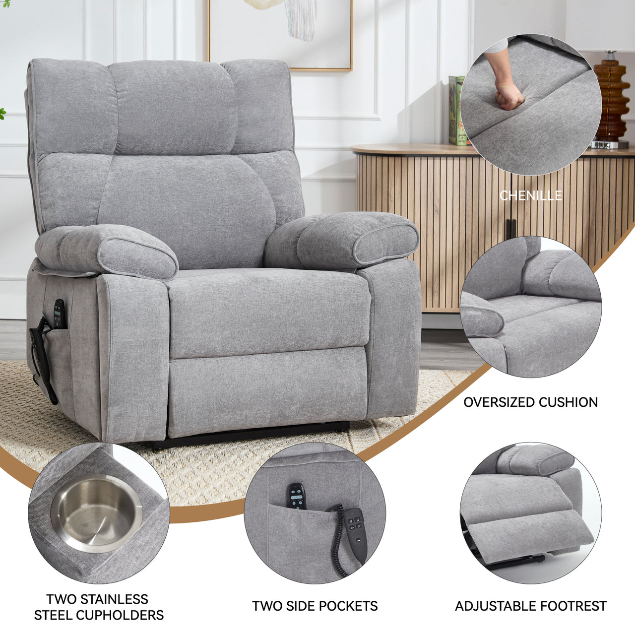 COZYLift 41" Recliner with Heat Massage - 0243