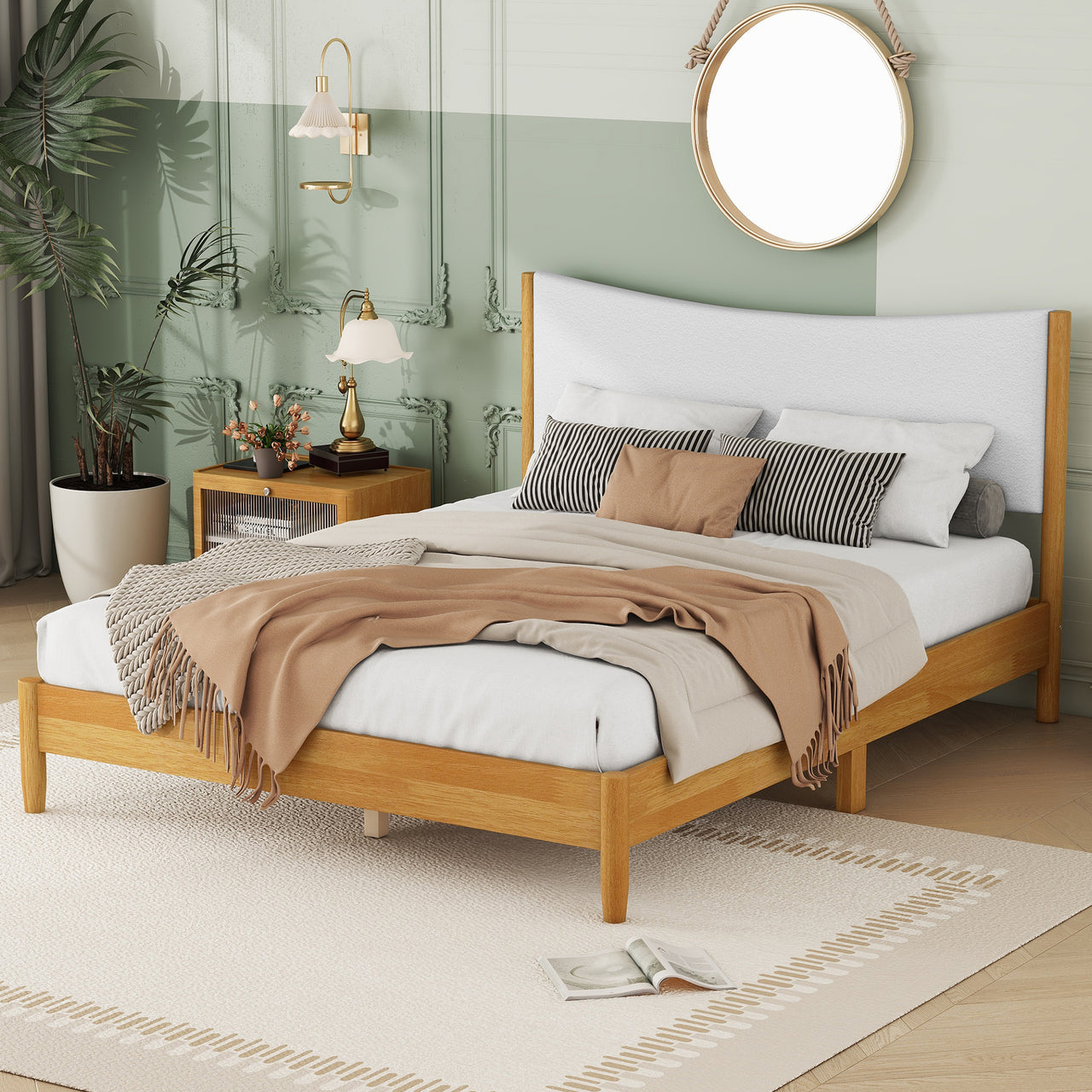 SOLSTICE Solid Wooden Bed - Teddy Velvet