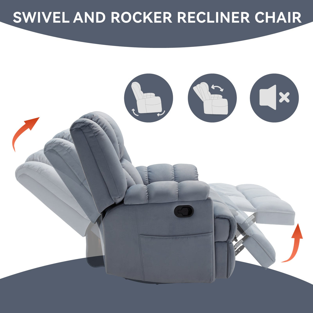 ZENQUORA 38" Swivel Rocking Recliner Chair