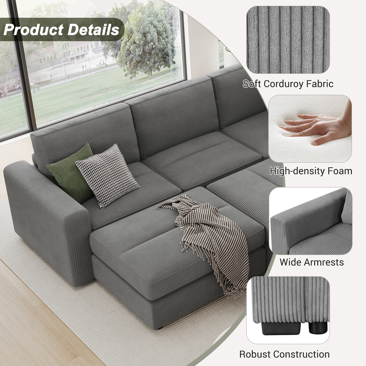 KAVRIXA 121" Sectional Sofa