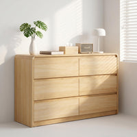 Thumbnail for 6 Dresser for Bedroom, Modern 6 Drawer Dresser with Spacious Countertop, Wood Storage Cabinet with Concealed Handles & Rounded Corner Design, Wood Dressers for Bedroom,Living Room, Wood