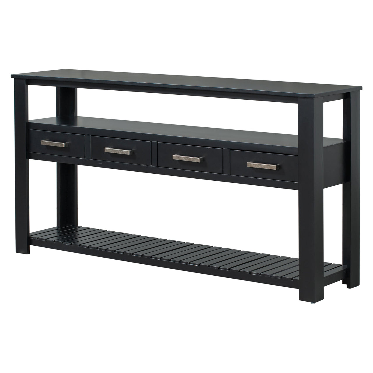 U_STYLE Modern Console Table Sofa Table for Living Room with 4 Drawers and 2 Shelves