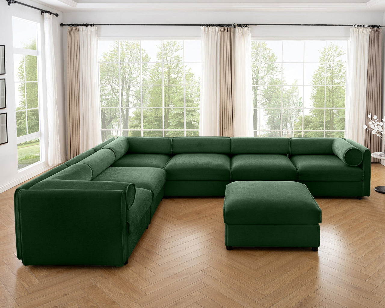 LAUREL 143" 6 Seater Sofa With 1 Ottoman