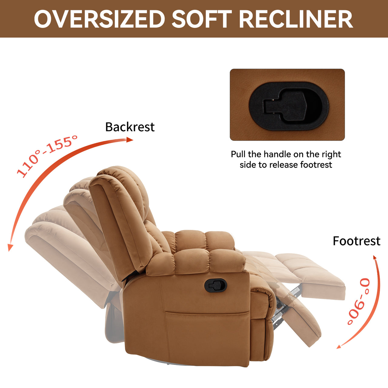 ZENQUORA 38" Swivel Rocking Recliner Chair