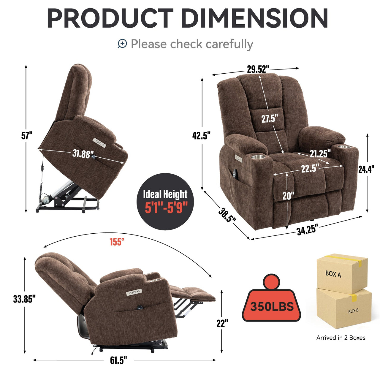 COZYLift 34" Recliner with Heat Massage - 1971