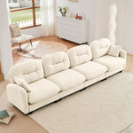 Nuvia Sofa Ama Four-Seater Modular Sectional Couch,Premium Chenille Fabric,With 2 Throw Pillows,Tufted Cushion Backrest Design,High-Density Foam Easy Install,Fits Bedrooms, Living Rooms, Reading Nooks,Beige