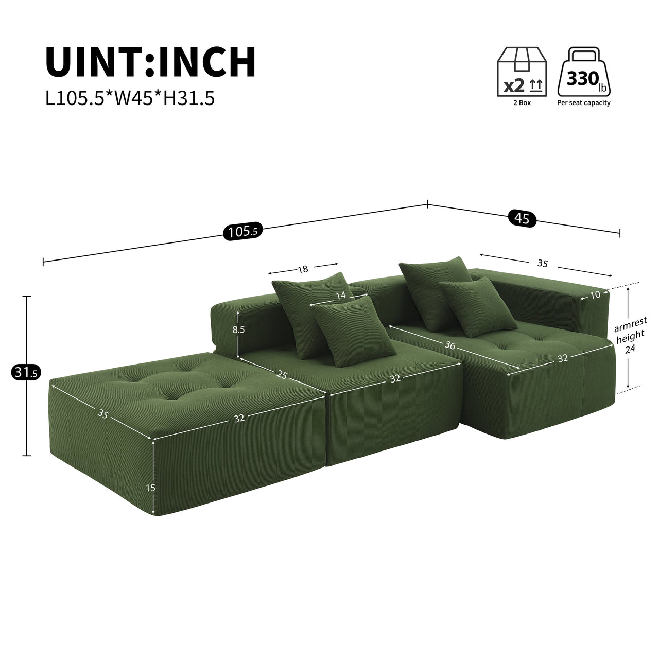 LAVYON 105" Sectional Sofa