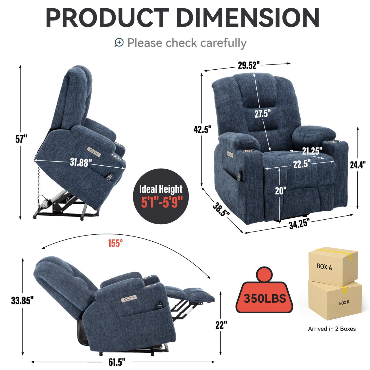 COZYLift 34" Recliner with Heat Massage - 1971