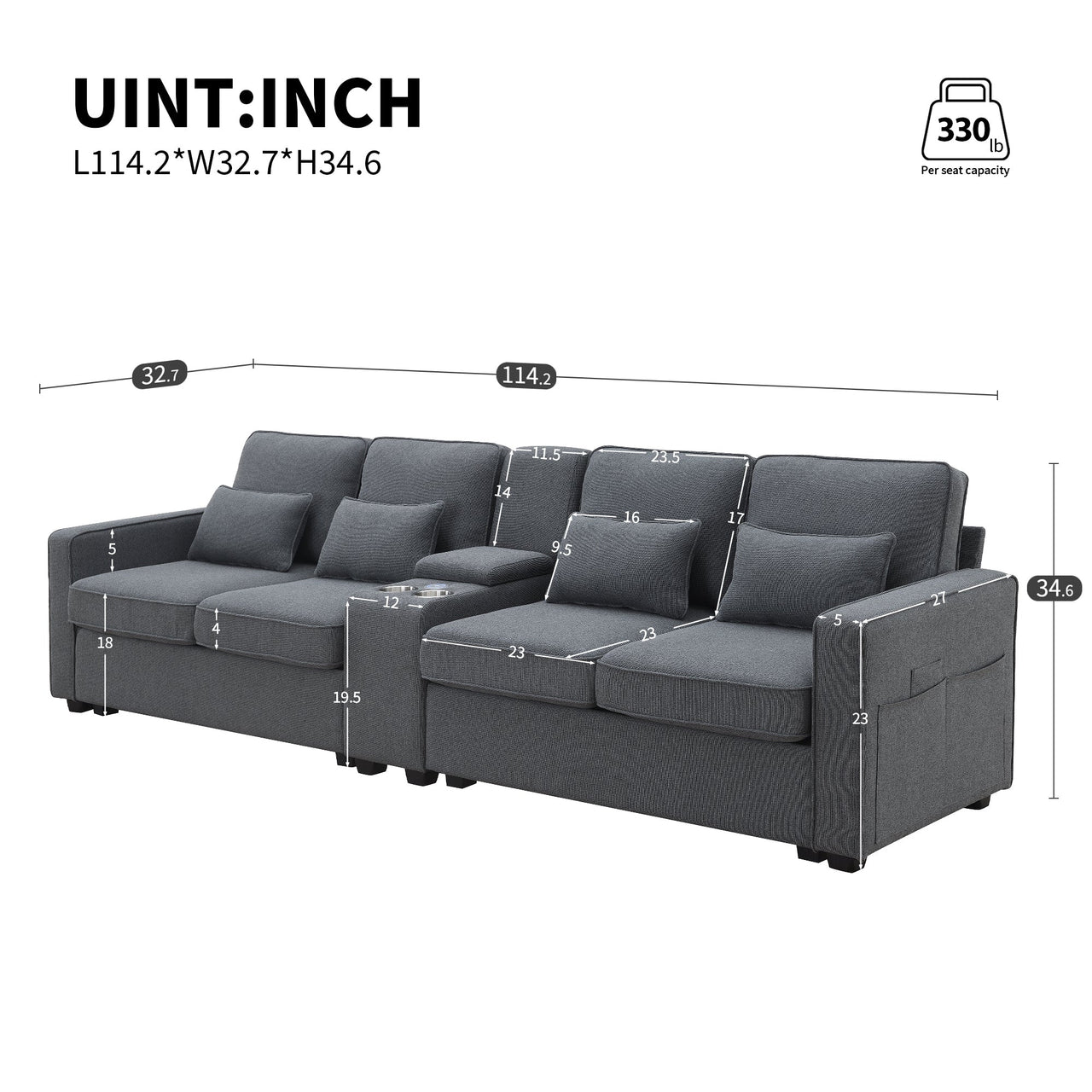 HAVLON 114" Sectional Sofa