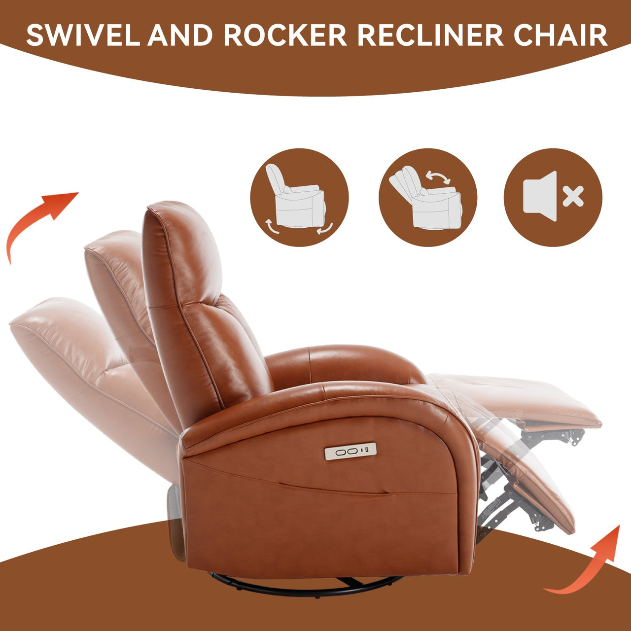 JORVEXIS 37" Swivel Rocking Recliner Chair