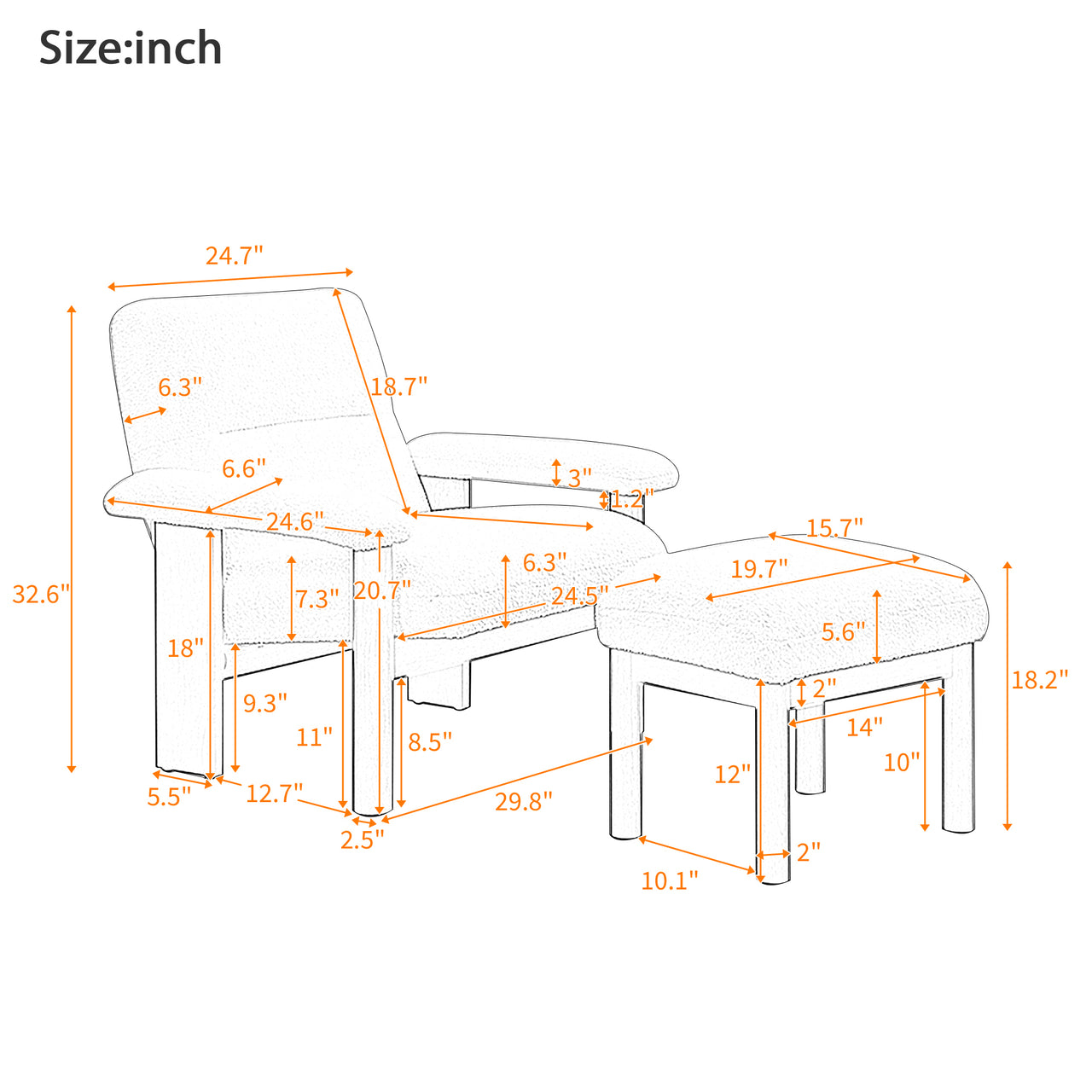 FLYNTER 34" Chair with Ottoman
