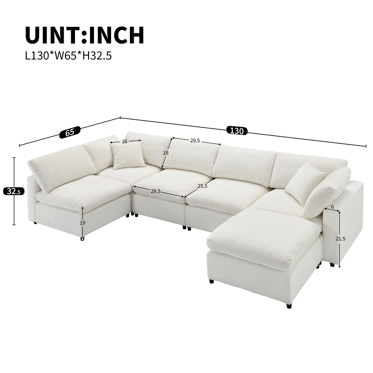 DEVROX 130" Sectional Sofa