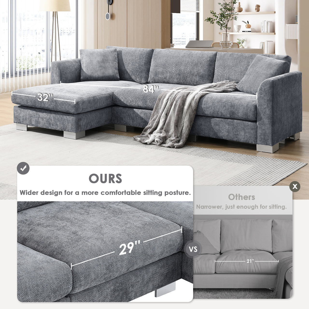 GRAVIX 96" Sectional Sofa