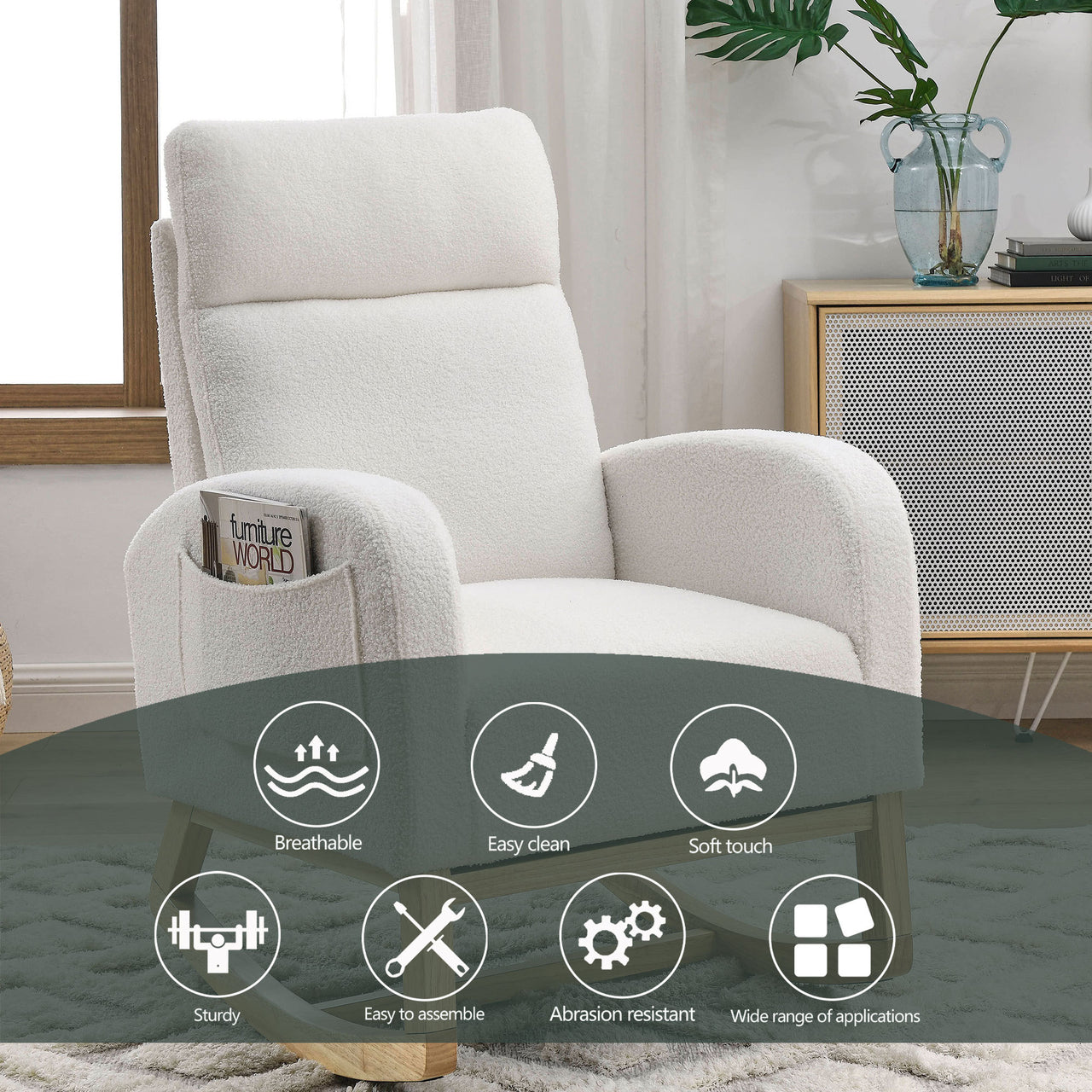 ALPINE 27.6" Modern Rocking Chair