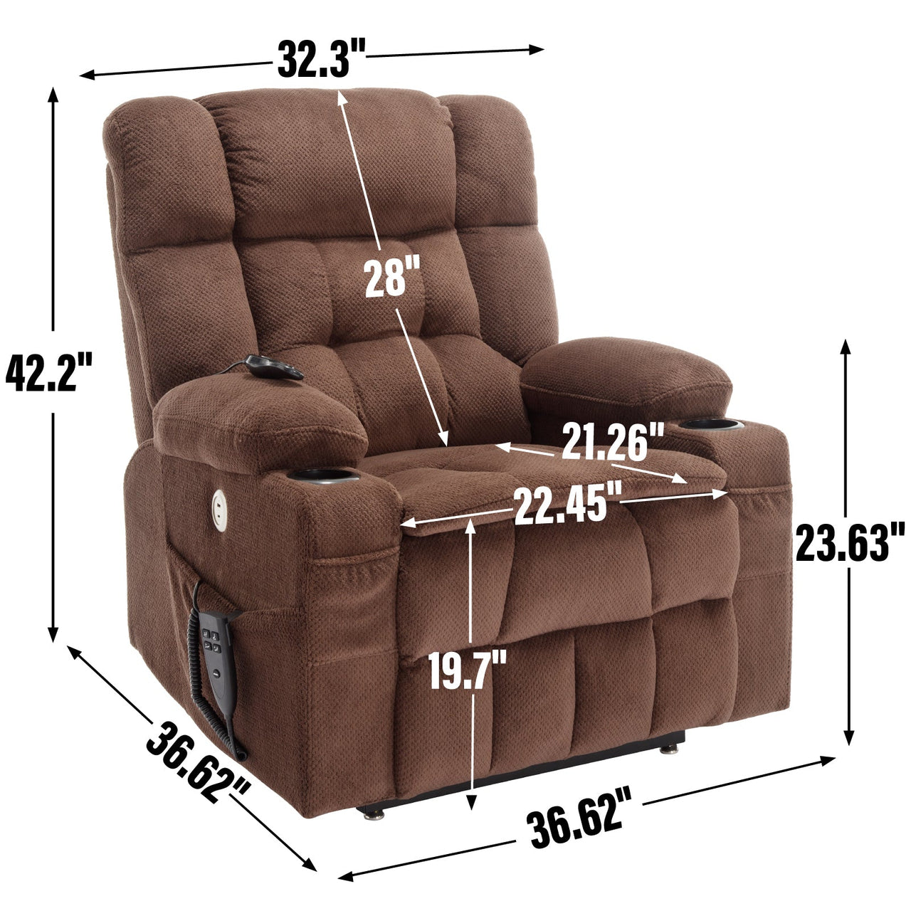 COZYLift 37" Recliner with Heat Massage - 8013