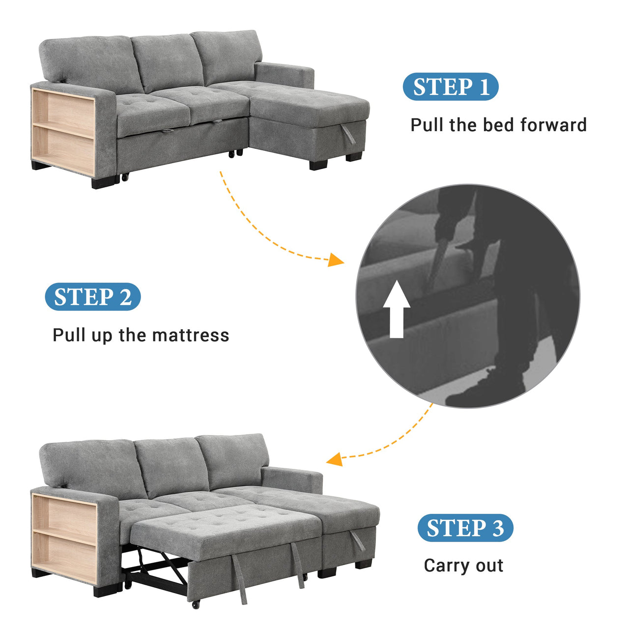 JOVIRAN 85" Sectional Sofa