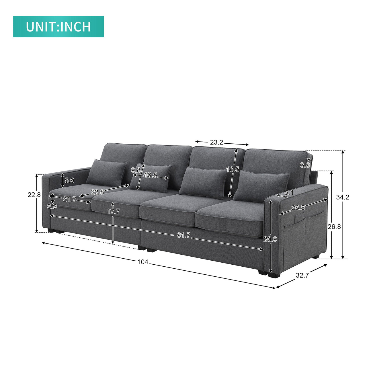 PRYLON 104" Sectional Sofa