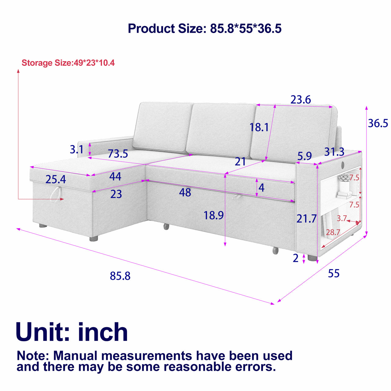 HAMISH 86" Sofa Bed